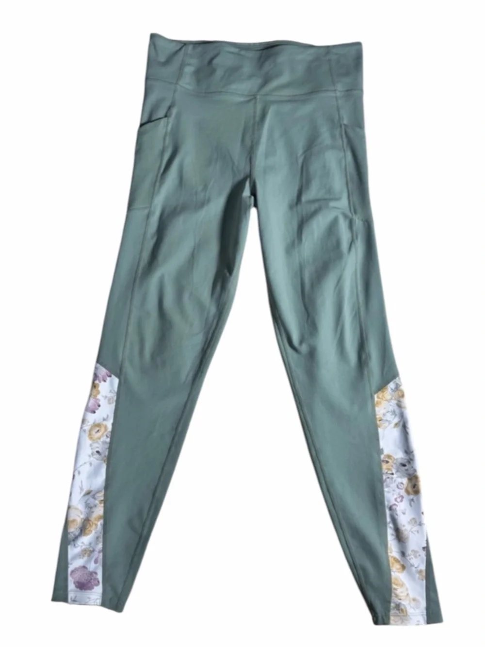 Tuckernuck Floral Activewear Set Leggings Sports Bra Sage Green Medium Matching
